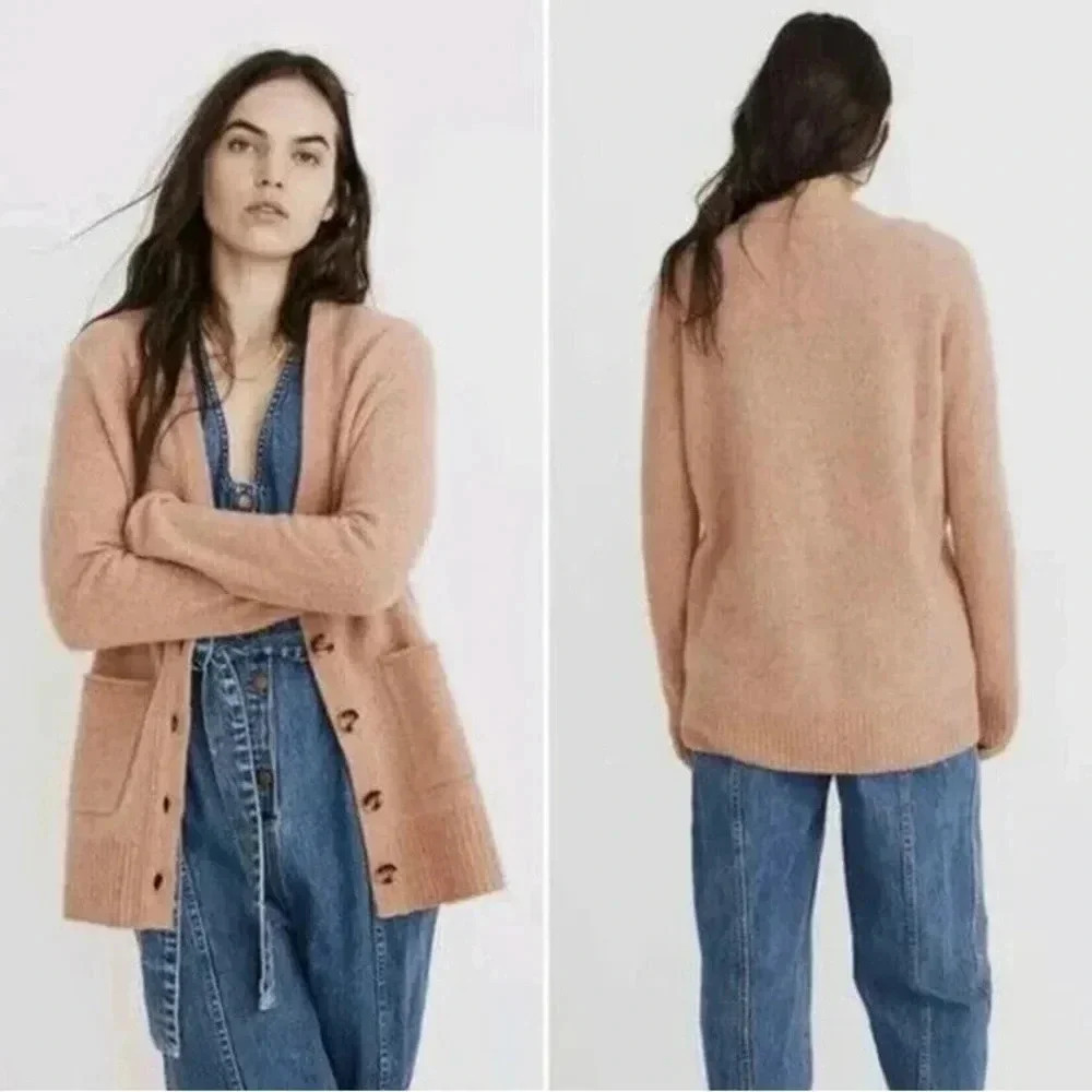 Madewell Women's XXS Cardigan Donegal Maysfield Sweater Pink 100% Merino Wool